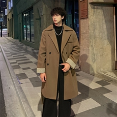 秋冬毛呢大衣男潮帅气青年风衣宽松中长外套MN00731/P100加棉P110，男装风衣，电商B316