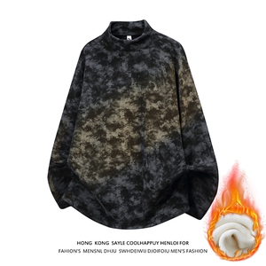 CT09-P19现货卫衣加绒加厚德绒长袖T恤半高领扎染内搭打底衫b，男装T恤，电商A456（原C415）