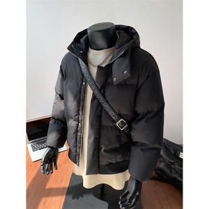 现货5W件冬季三防重磅boxy短款羽绒连帽PU皮棉衣外套防风加厚棉服图片