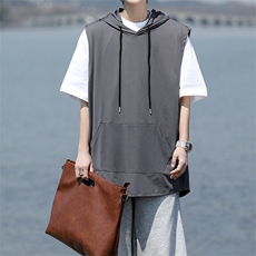 M-8XL特大码冰丝速干连帽背心男篮球运动无袖健身服坎肩TDX315P35，男装T恤，电商D206-1