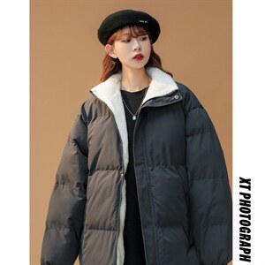 中性风2023冬季男女同款纯色立领棉衣百搭简约棉服外套MY100特P78图片