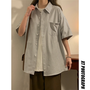 中性夏装2026新款短袖衬衫夏季薄半袖衬衣男女装半袖外套HK14-P43图片