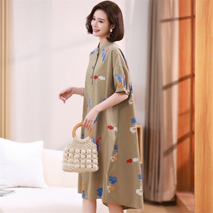 大码女装气质改良旗袍裙子2025夏季新款胖妹妹遮肚显瘦复古连衣裙图片