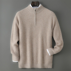 2025年秋季长袖时尚都市套头元宝半开，男装羊毛衫，千国羊绒