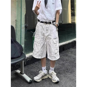 美式街头工装牛仔短裤男多口袋设计宽松五分裤直筒裤LD66811-P54图片