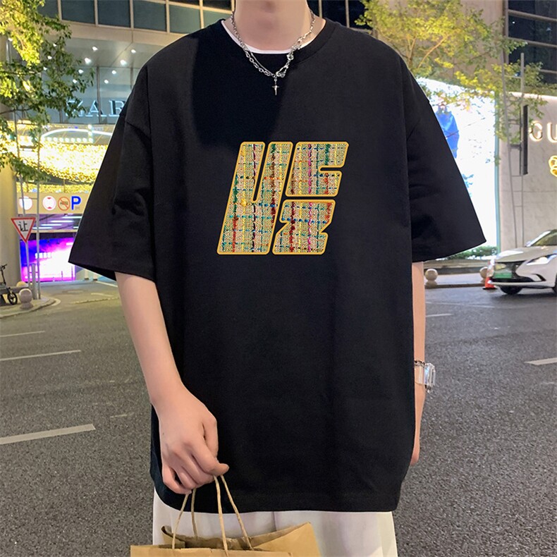 T767P26夏季新品港风高街美式短袖T恤宽松ins重磅纯棉体恤,男装T恤,星座304A