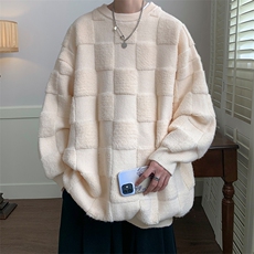 8XL-M特大码美式街头设计感毛巾绣格子毛衣男女情侣MY1204P50控68，男装针织衫/毛衣，电商D206-1