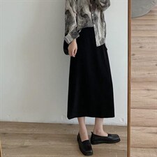 2021秋季新款高腰遮胯显瘦A字职业包臀开叉半身裙，女装半身裙，L·H·X