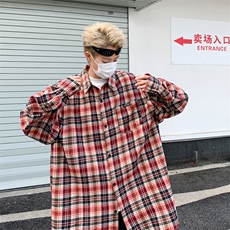 F213-P3372024春季新款潮牌学院风宽松衬衣格子长袖衬衫男现货，男装衬衫，星座512-6
