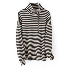 2021秋冬新款时尚条纹宽松卫衣舒适百搭显瘦上衣，女装卫衣/绒衫，莜菲儿