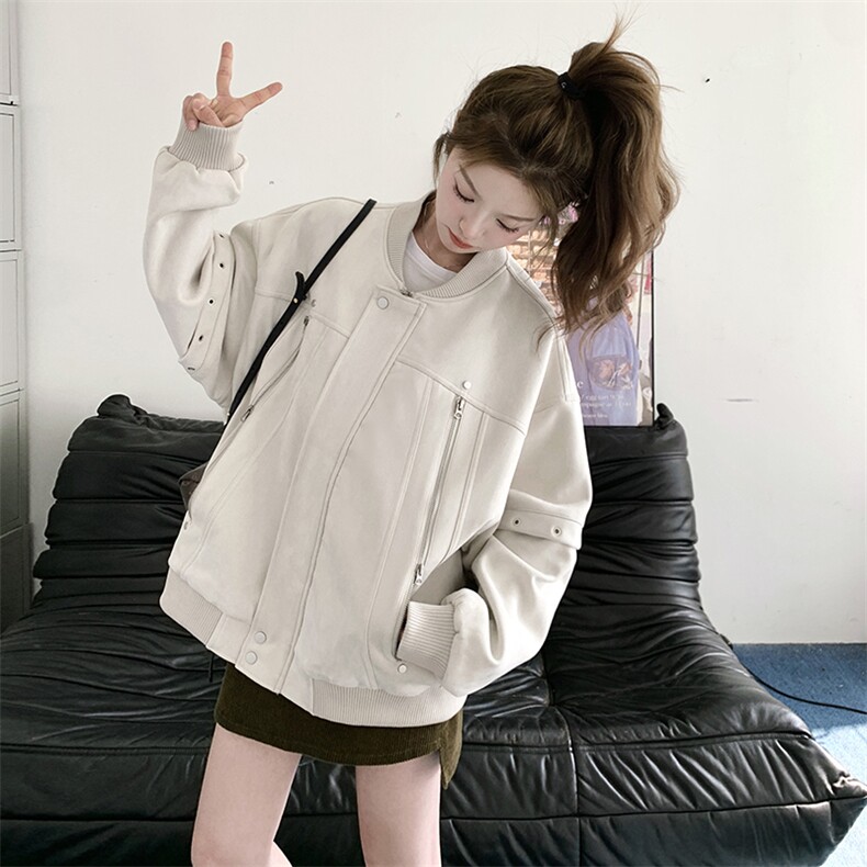 现货大拉链麂皮外套2509P155控228,女装短外套,2C201