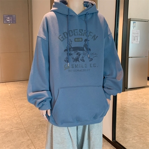 已注册/秋季内景日系宽松连帽卫衣男潮打底衫WY00195/P45加绒P50图片