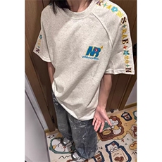 复古字母刺绣短袖男夏季新款重磅T恤潮牌宽松圆领半袖上衣T84，男装T恤，星座1116A（原606A-3）