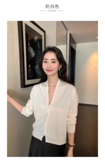 2025宽松型长袖开衫V领叠穿，女装针织衫/毛衣，绒阔羊绒