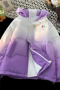 XZ230-1MY52冬款平铺宽松简约扎染渐变刺绣休闲连帽棉服P128控158图片