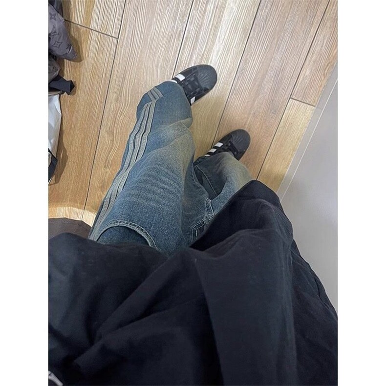 复古牛仔裤男春秋宽松潮牌痞帅条纹直筒阔腿裤子NWY03,男装牛仔裤,星座1116A（原606A-3）