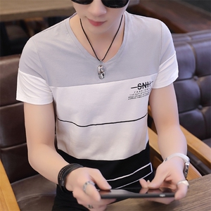 款6106男士短袖t恤V领夏季男装上衣服韩版潮牌打底衫夏装图片