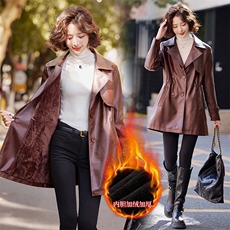 【2024冬季女装新款】时尚港风双排扣可脱卸真毛毛领加绒皮棉皮衣，女装皮衣，魅衣本色