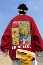 ！直播品质重磅宽松大码港风向日葵印花圆领卫衣WY111-特p28，男装卫衣，星座508（原C305）