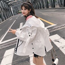 矮个子休闲风衣女短款2023秋装新款韩版卡其色中款显高春秋小外套图片