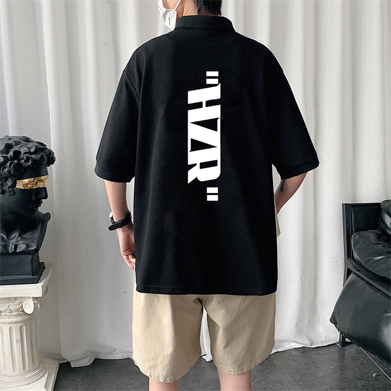 PL57002-P35 翻领短袖polo衫男大码胖子半袖t恤男有领保罗衫 模特图片