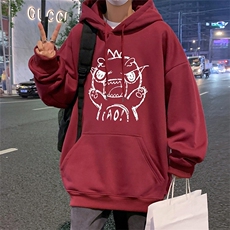 CM025P60加绒65港风chic潮牌卫衣春秋季纯棉慵懒风帽衫青少年外套，女装短外套，星座304A-1