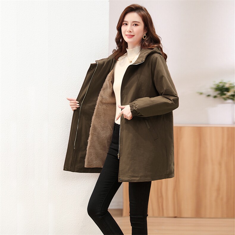 2023年冬季新款加绒加厚保暖派克服585-1款，女装棉衣/棉服，秋牧寒烟