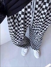 2022年秋季新款百搭运动宽松显瘦棋盘格休闲裤，女装休闲裤，L·H·X