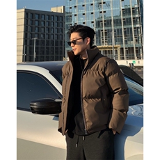 现货网图冬季立领正肩短款休闲百搭加厚皮质棉服M7878-特P80，男装棉衣，星座1213