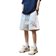新中式高街ins小众梅花hiphop五分休闲短裤运动裤《图案以注册》，男装休闲裤，电商A063