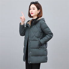 时尚中长款修身显瘦保暖羽绒服女，女装羽绒服，依恋蒂丝