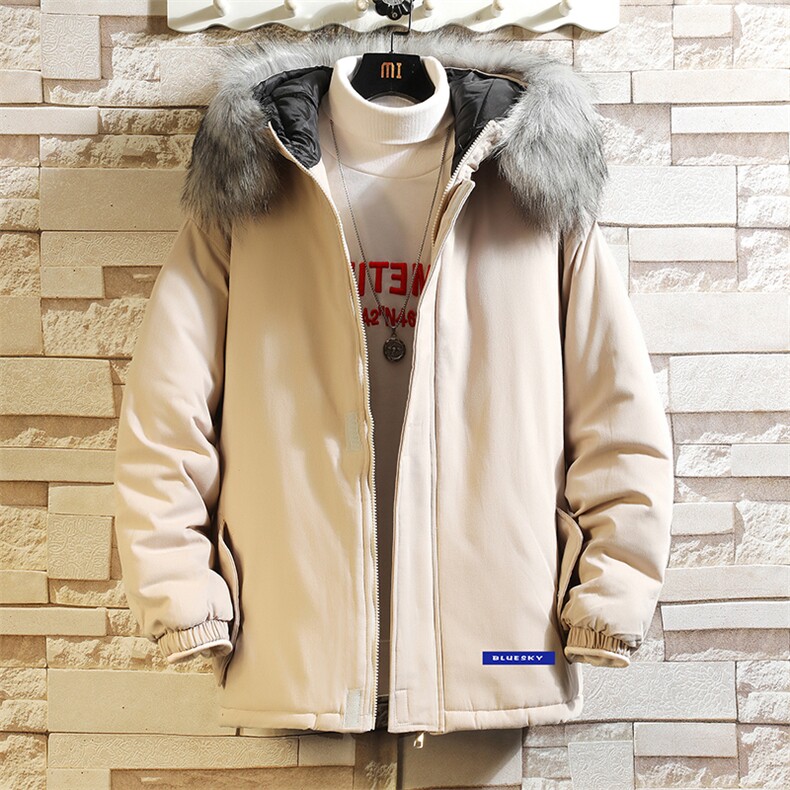 MM48202-P130 冬季大毛领衣男士大码加厚袄男服 砖墙图片
