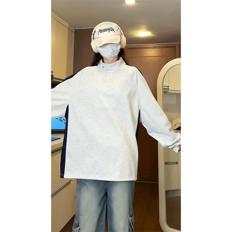 量大优供视频拼接排扣圆领长袖卫衣男cp82-特p30,男装卫衣,电商B371