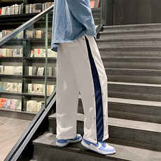 排扣裤男春季宽松阔腿潮牌ins高街痞帅韩版休闲运动长裤K770-p38，男装休闲裤，星座1008-1
