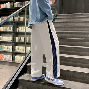 排扣裤男春季宽松阔腿潮牌ins高街痞帅韩版休闲运动长裤K770-p38图片