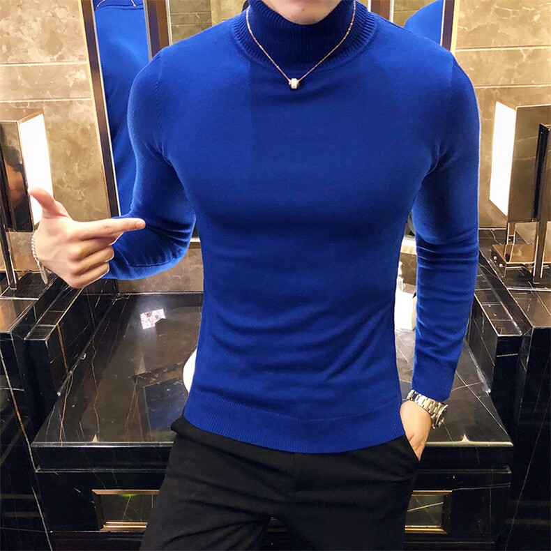 M09/p45两翻高领毛衣男秋冬纯色修身长袖针织打底衫男高领毛衣,男装针织衫/毛衣,电商D303