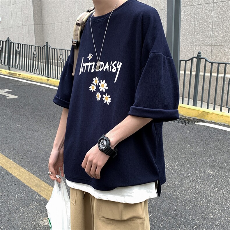 Q11068-P30春夏季七分袖t恤男大码五分袖男短袖中袖,男装T恤,电商A040