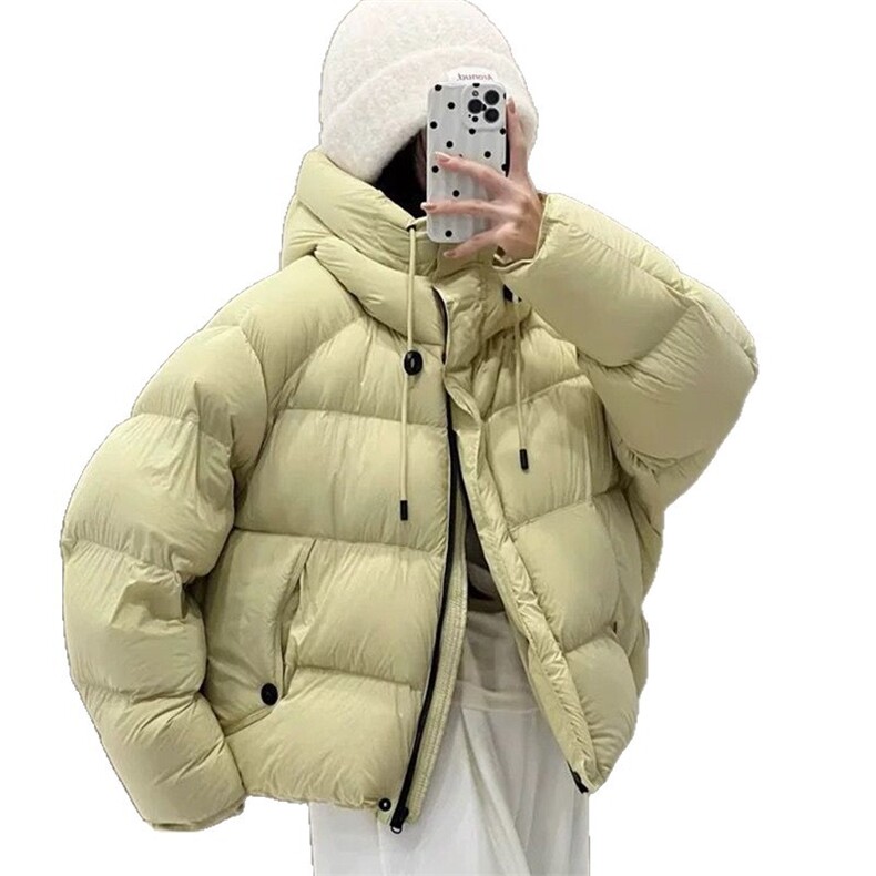 韩版连帽加厚白鸭绒羽绒服女短款2026新款泡芙感减龄保暖外套女,女装羽绒服,蓝诗依工厂店