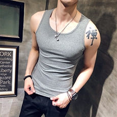 618-特p20夏季无袖坎肩背心男纯棉修身运动健身男士宽肩汗衫，男装背心/马甲，电商D303