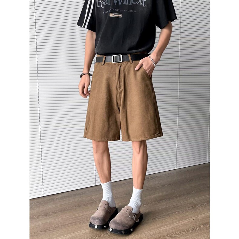 牛仔短裤男士韩版潮流卡其色帅百搭2025夏季ins五分裤RK2597-P38图片