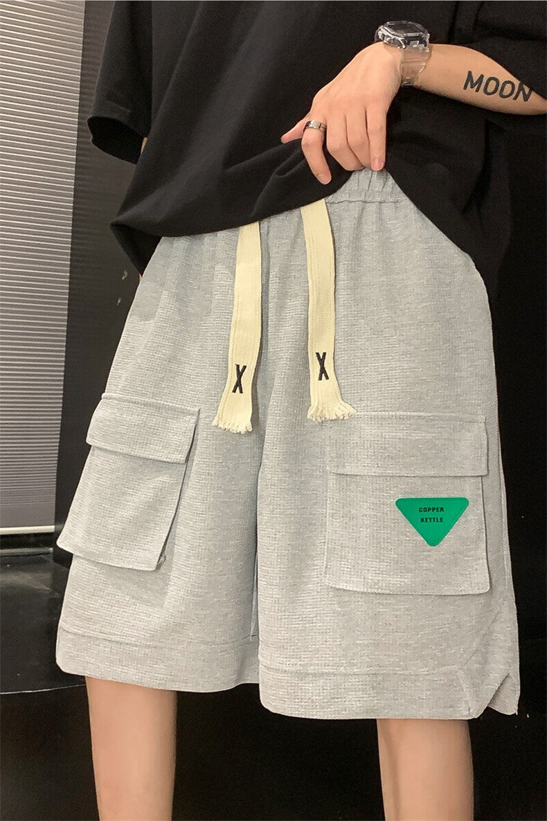 K6070/P35夏季新款立体多口袋工装松紧系绳短裤男大码中裤男裤子,男装休闲裤,电商A141