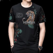 短袖T恤男2023夏季新款圆领男士薄款时尚潮牌衣服男生舒适冰丝，男装T恤，电商B212（原钱塘6029）