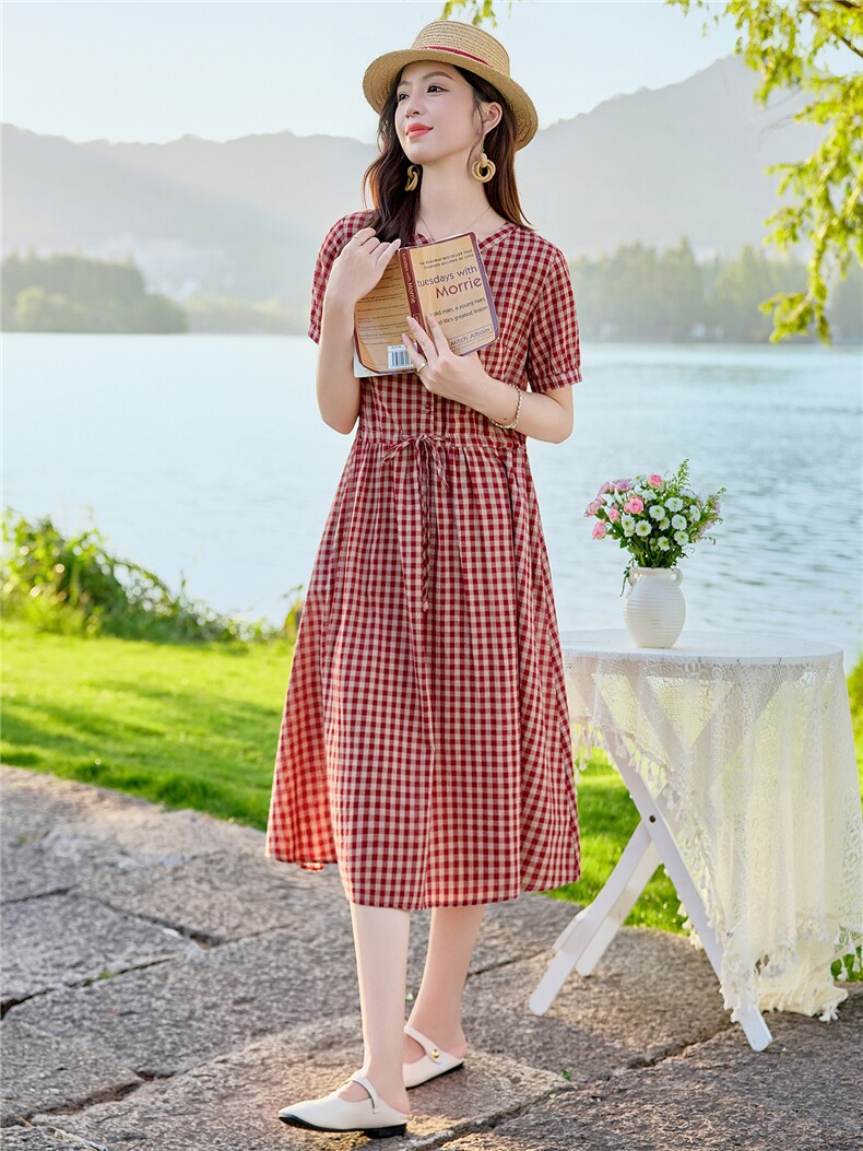 6303时尚显瘦格纹连衣裙,女装连衣裙,倪叶myz