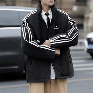 潮美式织带棉服冬季宽松加厚男女款立领上衣M065-P83图片