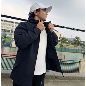 Y009拼接撞色连帽男女休闲大码团队冲锋衣户外旅游运动薄夹克潮男图片