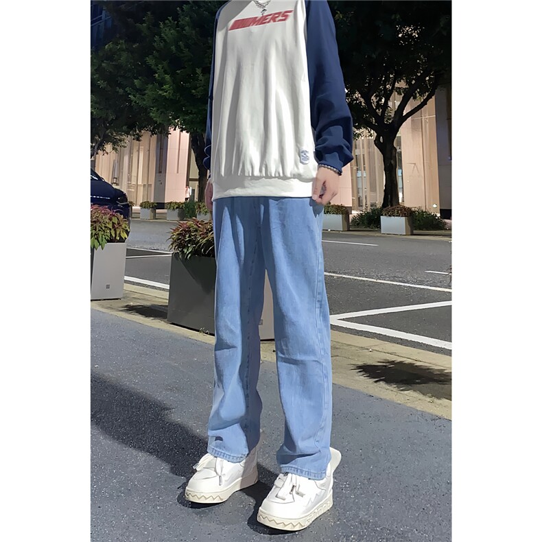 牛仔裤男秋季水洗宽松直筒裤子阔腿休闲长裤A080-9291-P35,男装牛仔裤,电商A080