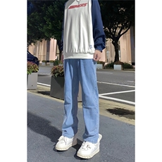 牛仔裤男秋季水洗宽松直筒裤子阔腿休闲长裤A080-9291-P35，男装牛仔裤，电商A080