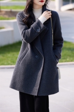 2025年秋季通勤长袖双翻领百搭双面呢大衣，女装双面呢大衣，森墨