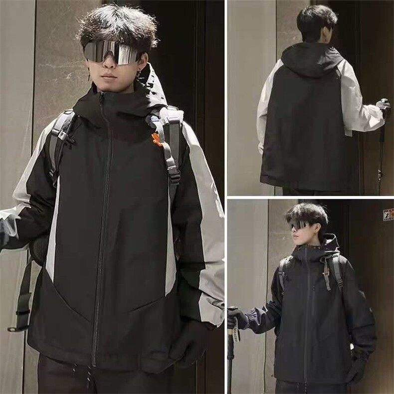 秋季新款冲锋衣外套男青少年潮牌宽松情侣款户外防风休闲工装夹克,男装夹克,星座1210-1