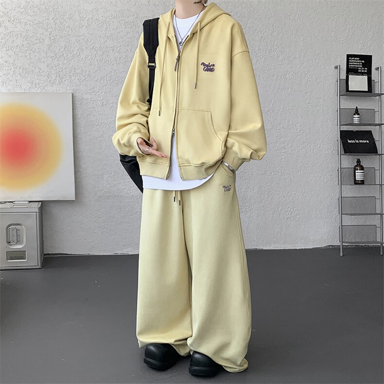 麂皮绒连帽卫衣运动套装男校园风运动服两件套学生班服TZ115-P128,男装休闲套装,电商D206-1